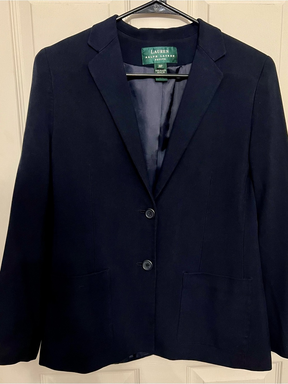Lauren Ralph Lauren Petite 100% Silk Navy Blazer Jacket Women’s Size 8P